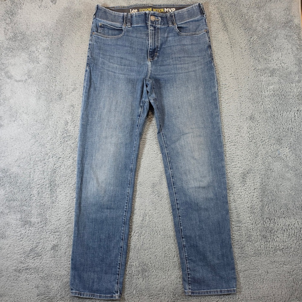 Lee Extreme Motion MVP Jeans Mens 34x34 Blue Regular Fit Straight Leg Stretch